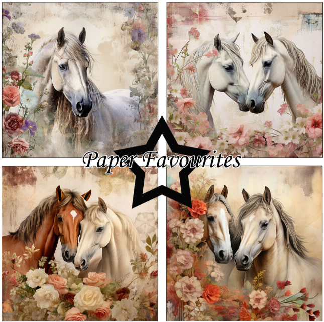 Paper Favourites | 15x15cm Paperpack Horses & Flowers