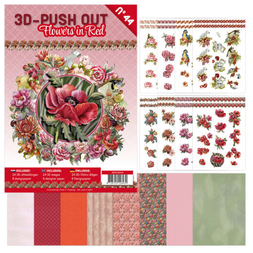 3D pushout Flowers in Red no.44