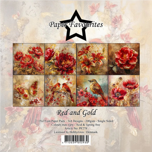 Paper Favourites | 15x15cm Paperpack Red & Gold