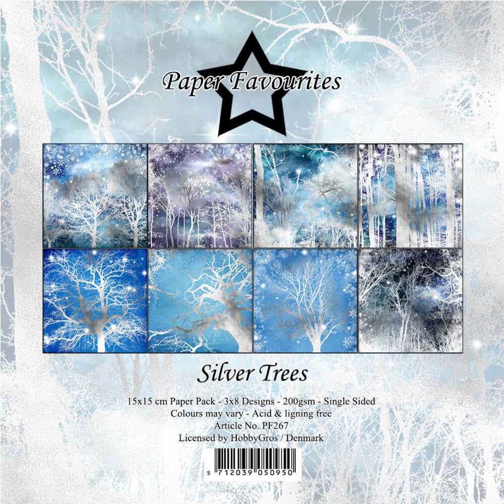 Paper Favourites | 15x15cm Paperpack Silver Trees